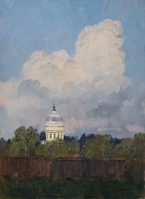 «Лето, гром в дали». Холст, масло. 52*38 см. 2016 г.