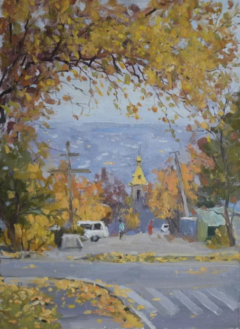 «Никольский храм». ДВП, масло. 30*22 см. 2021 г.