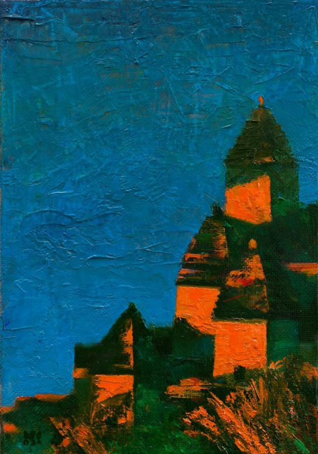 «Этюд № 8. Некрополь в Даргавсе». Холст, масло. 30*20 см. 2024 г.
