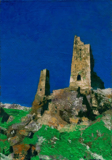 «Этюд № 7. Две башни». Холст, масло. 30*20 см. 2024 г.